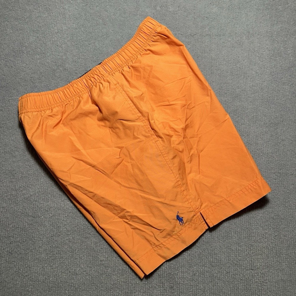 Ralph Lauren Polo Sport Orange‎ Mesh Lined Swim Trunks Size Small Vintage